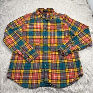J.Crew Men's L Classic Fit Multi-Color Plaid Flannel Shirt Cabincore Preppy